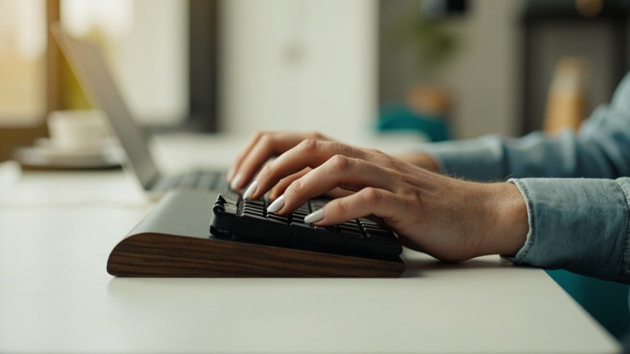 Custom tall keyboard riser for typing with long acrylic nails